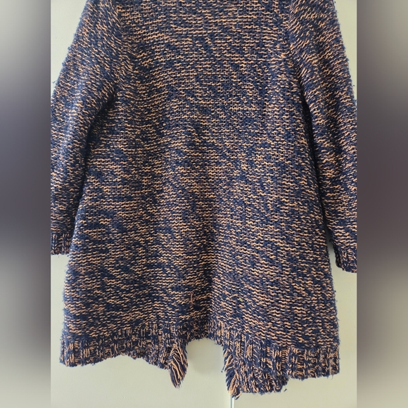 Sparrow Anthropologie Women Sz S Blue Orange 3/4 Sleeve Wool Blend Open Cardigan - Picture 6 of 6